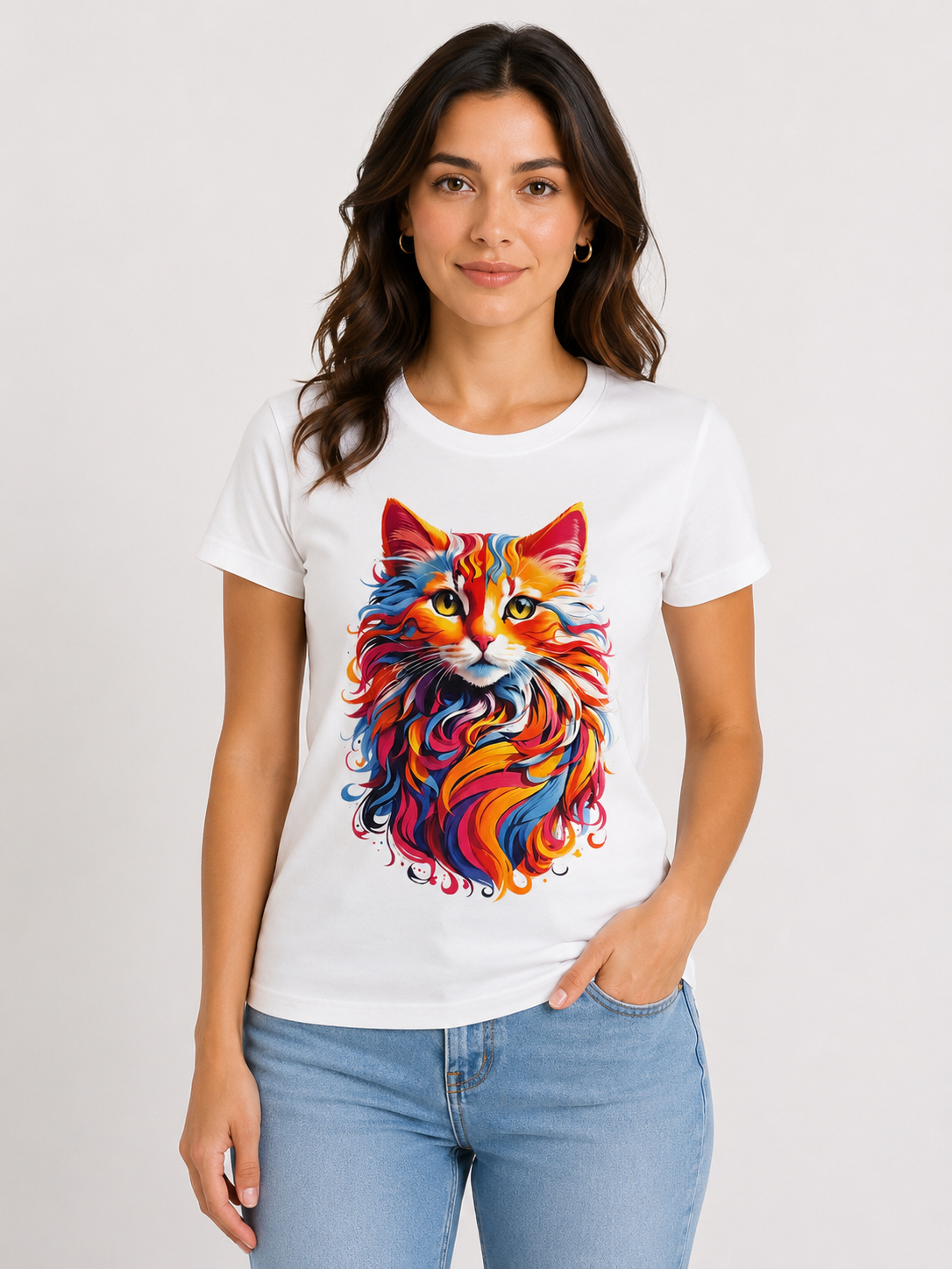 3ZyW9R Тениска "Шарена котка" - Image 1