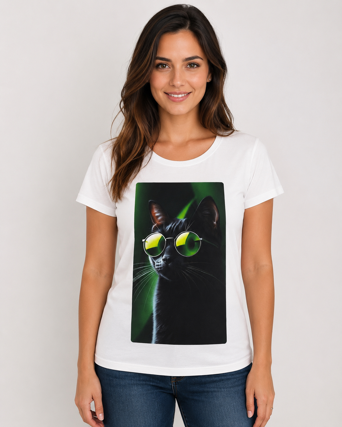 7SlLa5 Тениска "Черна котка с очила" - Image 1